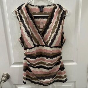 Ann Taylor Scalloped V-Neck Sleeveless Top Large Petite